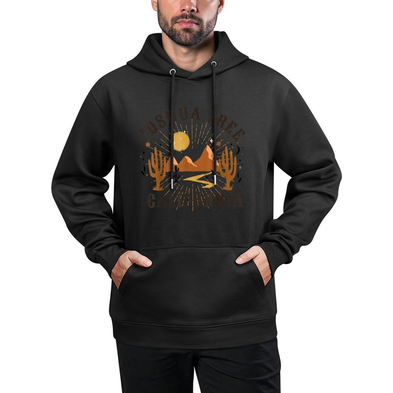 Celestial Boho Desert Landscape Joshua Tree California Medium-Weight Fabric Hoodie
