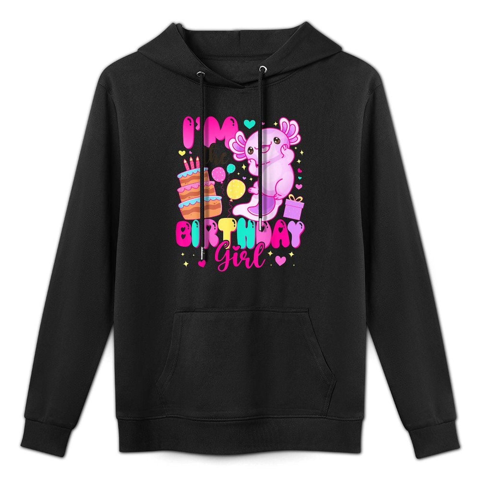 Im The Birthday Girl Axolotl Family Party Decoration Kangaroo Pocket Hoodie