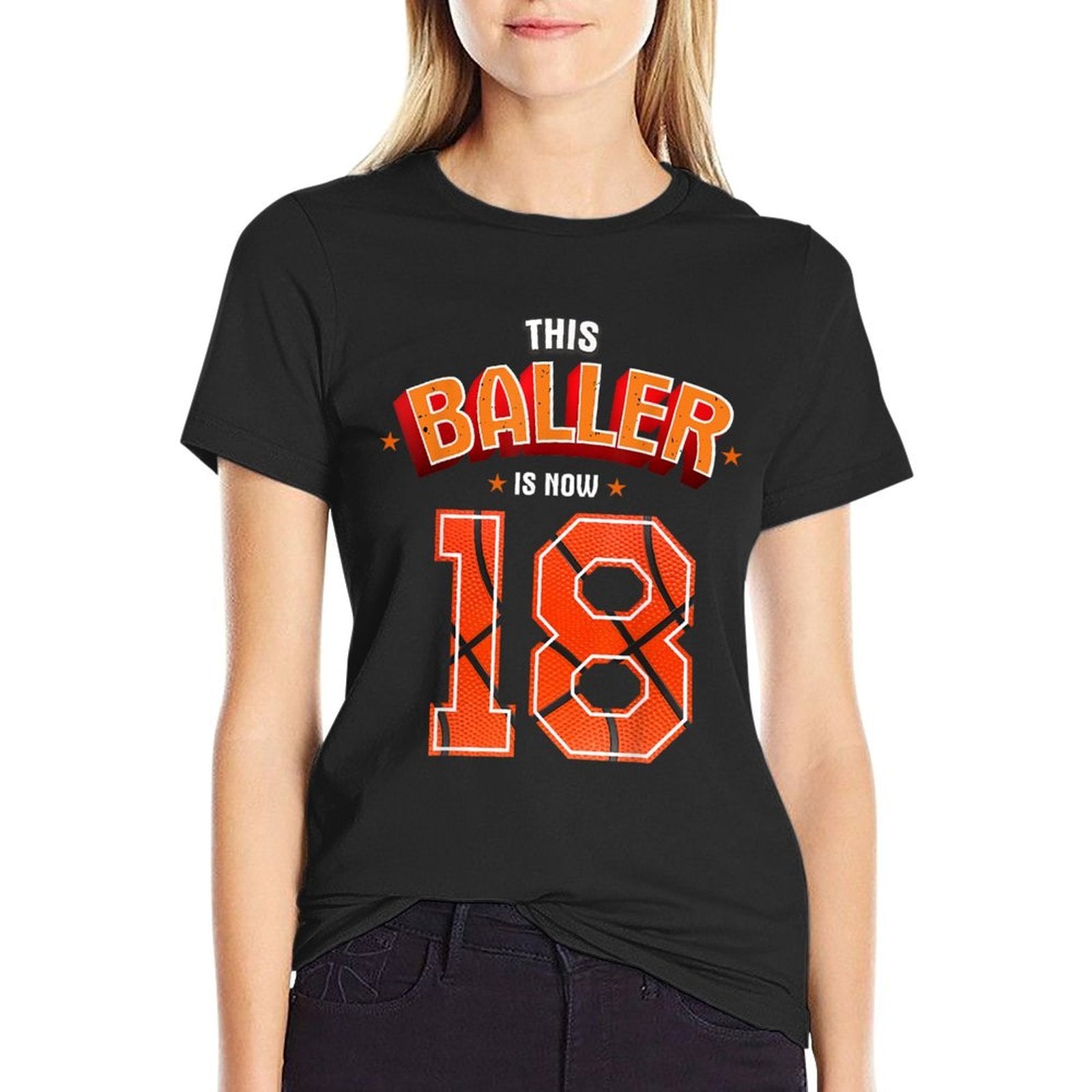 Basketball Boys 18th Birthday This Baller Is Now 18  High-quality Stitching T-Shirt