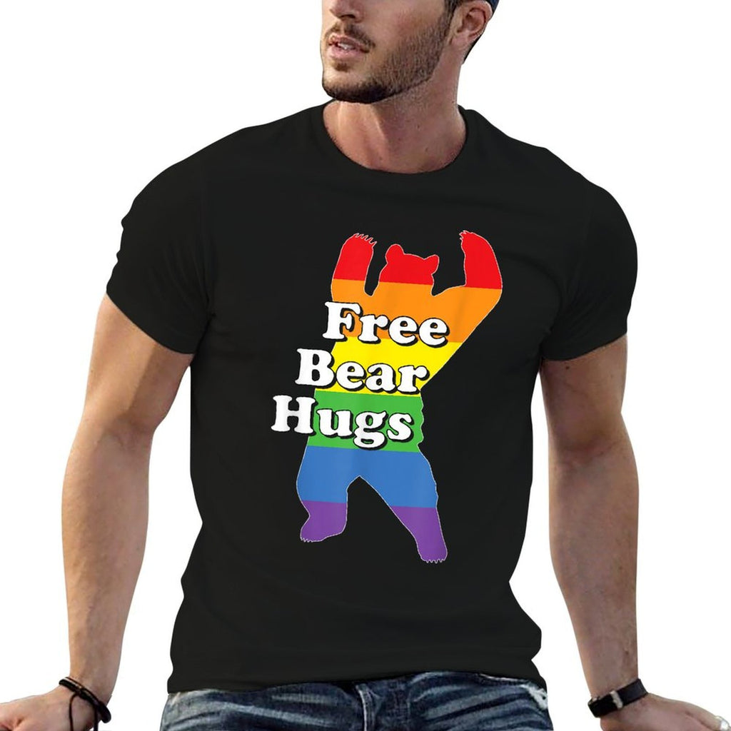 Funny Gay Pride Rainbow Free Bear Hugs LGBTQ  Wrinkle-resistant T-Shirt