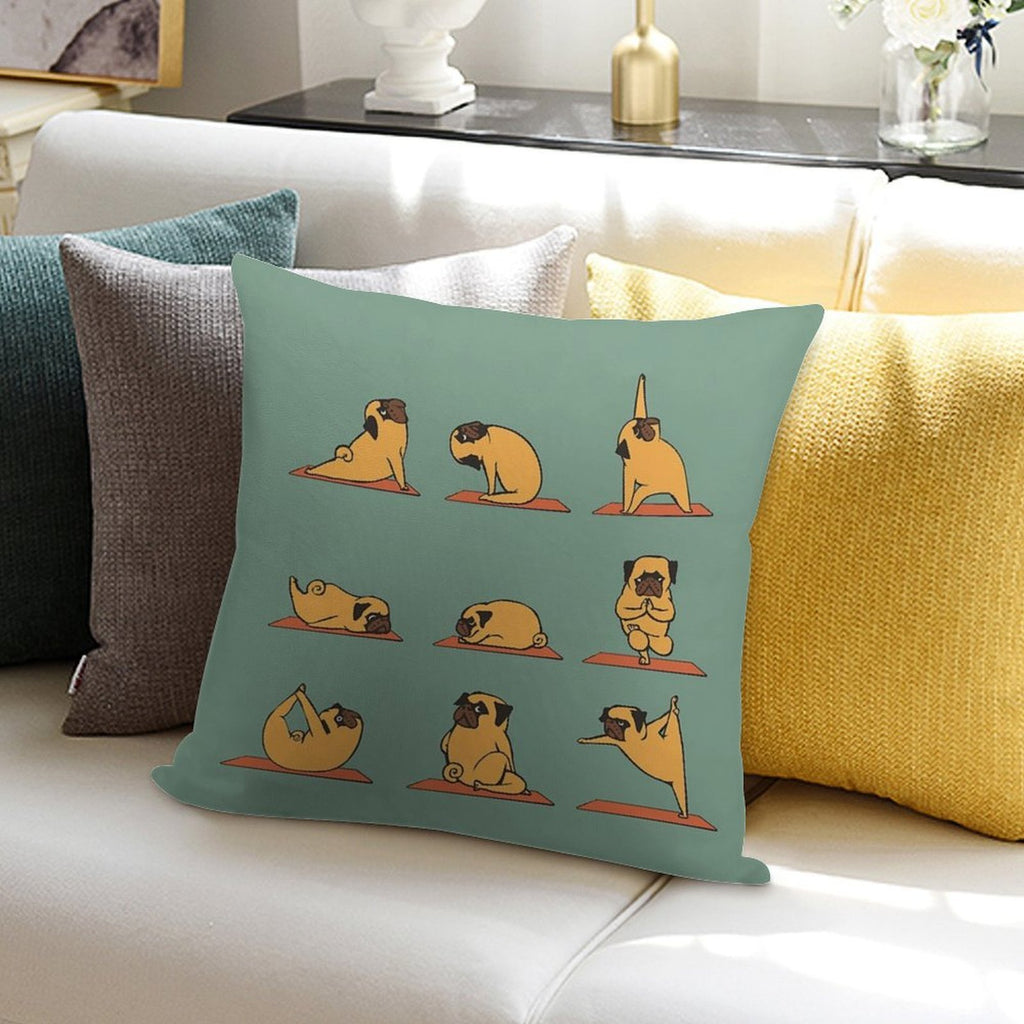 Pug Yoga Soft Easy Maintenance Throw Pillow