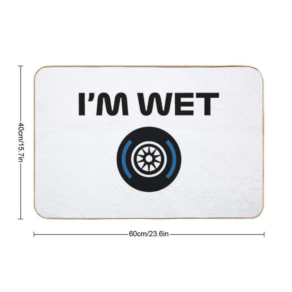 Funny Design I'm Wet (Wet Tyre Design - Black)  Eco-Friendly Bath Mat