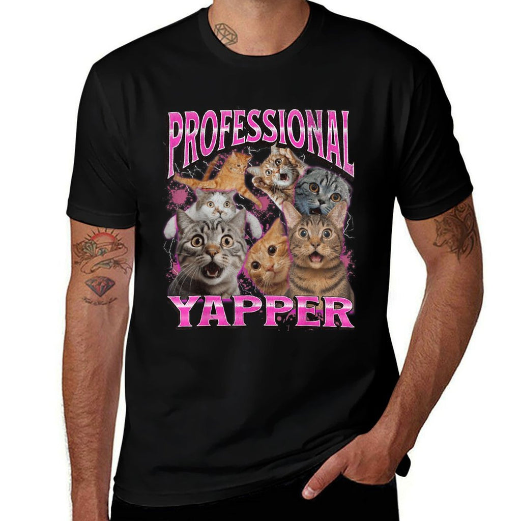 Professional Yapper Funny Cat Meme Bootleg Graphic 90s  Durable T-Shirt
