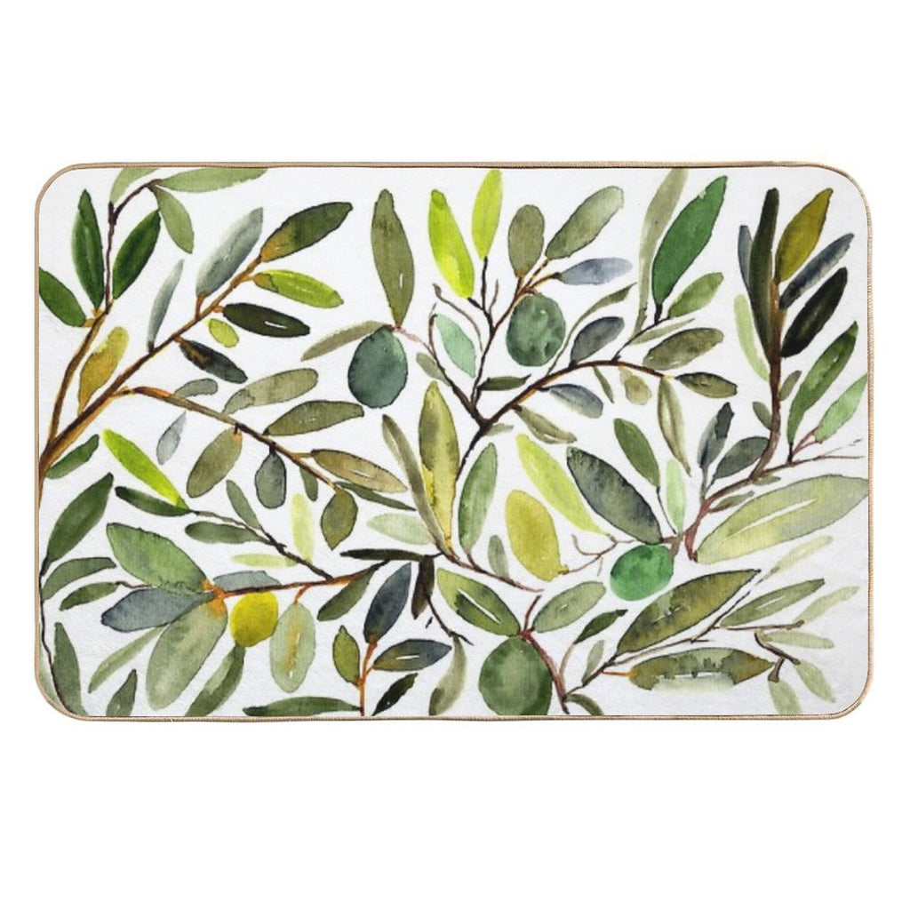Olive Leaf Art Modern  Multi-Purpose Bath Mat
