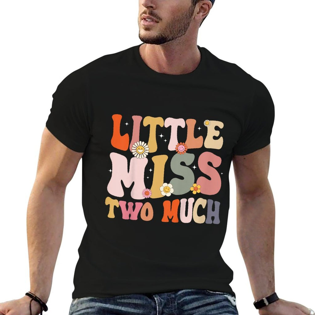 Kids Little Miss Two Much 2nd Birthday Outfit Girl Boho Groovy  Soft T-Shirt