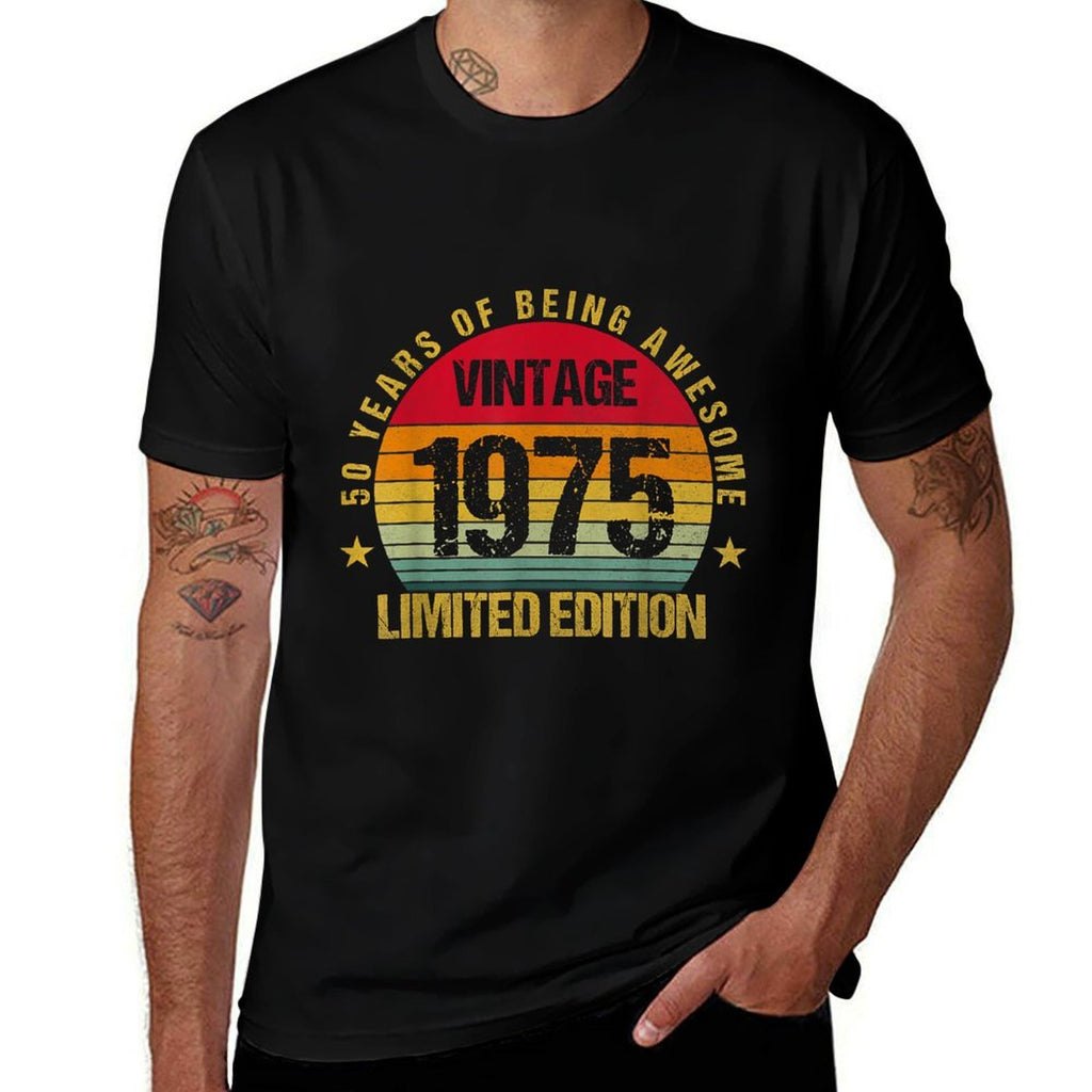 50 Years Old Fifty 1975 Vintage 50th Birthday Men Women Cute  Quick-drying T-Shirt