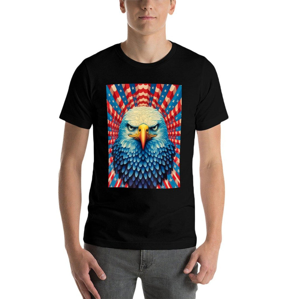 USA America Fourth of July Op Art Bald Eagle July 4th  High-quality Stitching T-Shirt