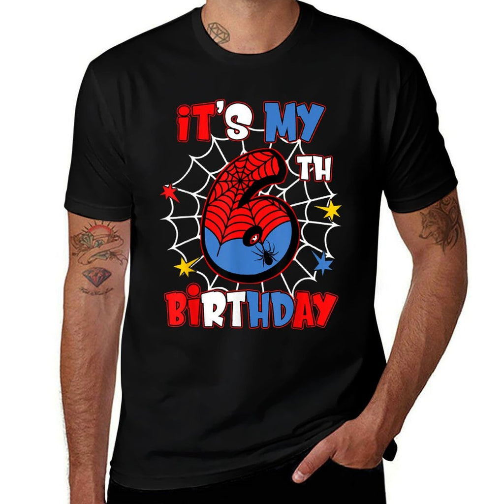 Kids It's My 6th Birthday Spider Theme Party 6 Years Old  Quick-drying T-Shirt