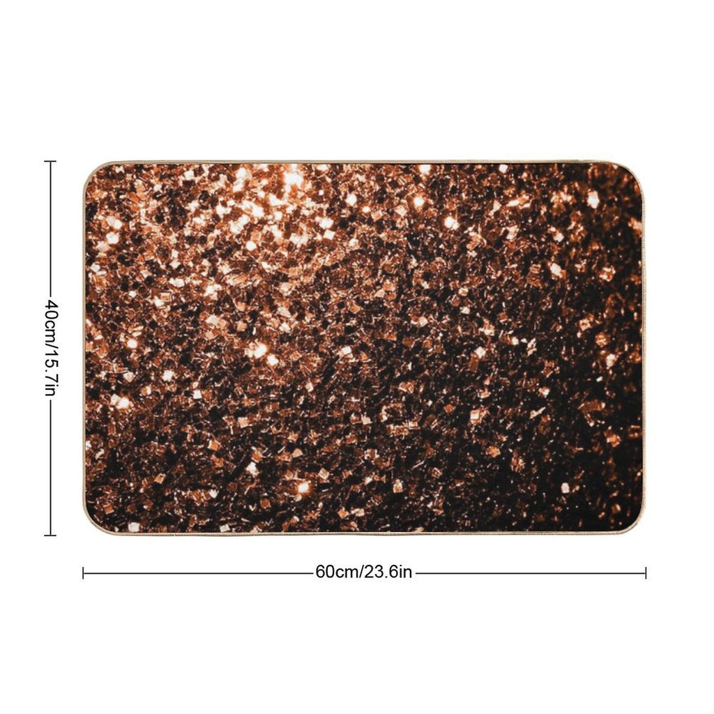 Bronze Orange Brown Faux Glitters Sparkles (Photo of Glitter - Not Reflective)  Non-Slip Bath Mat