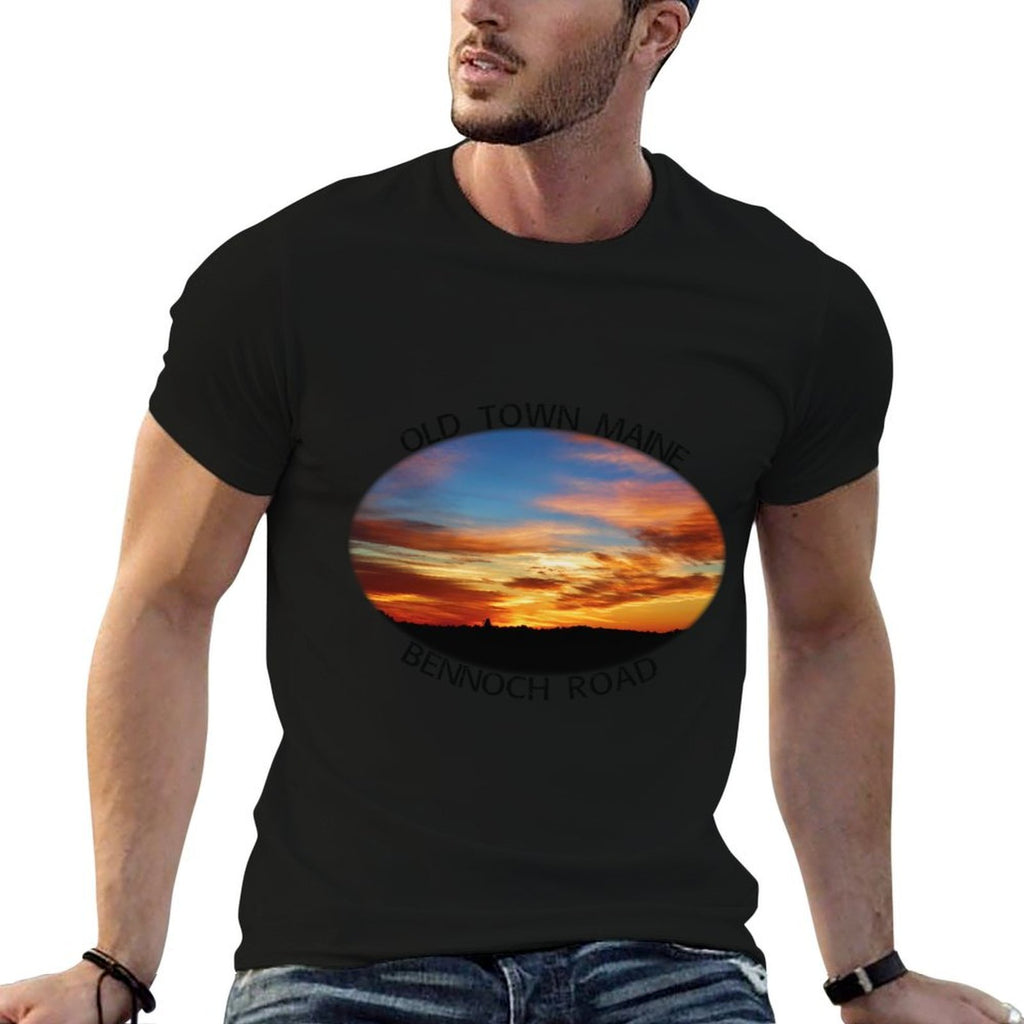 Old Town, Maine Magic Hour Early Morning Twilight Sky  Heathered Texture T-Shirt