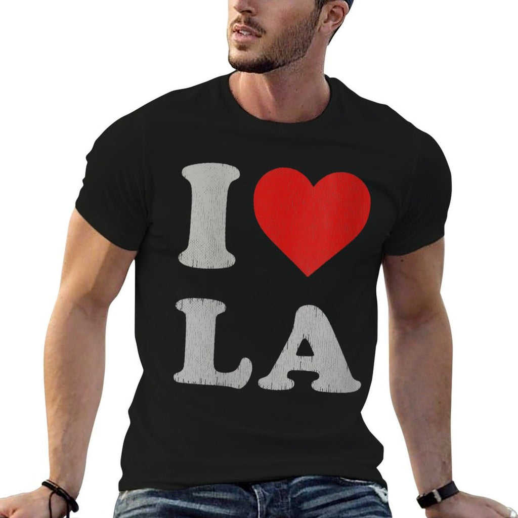 Womens I Heart LA Souvenir Men Distressed I Love Los Angeles  Easy-care T-Shirt