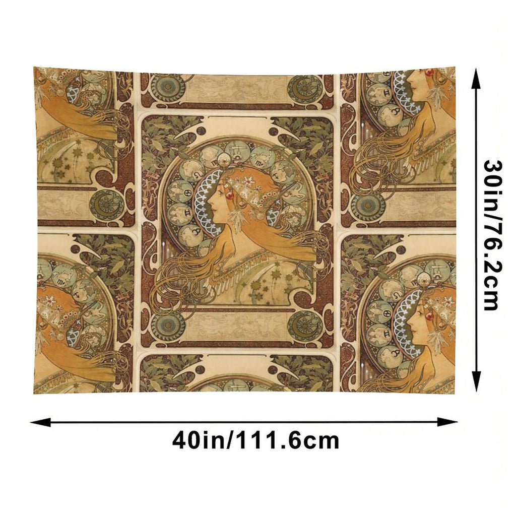 Zodiac Lady Art Nouveau Vintage Art - Alphonse Mucha Tapestry
