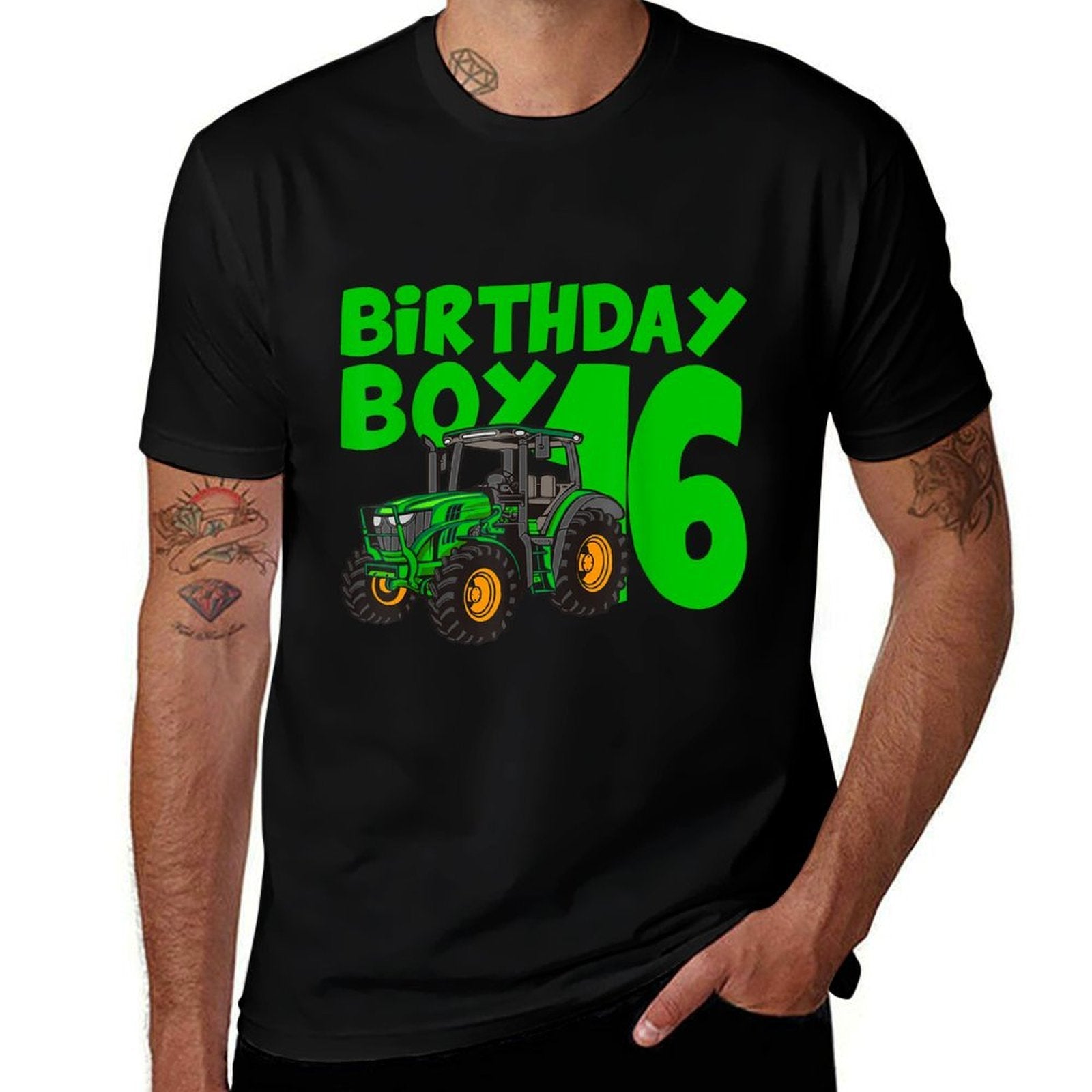 16th Birthday Boy Tractor Farm 16 Year Old Birthday Farmer  Moisture-wicking T-Shirt