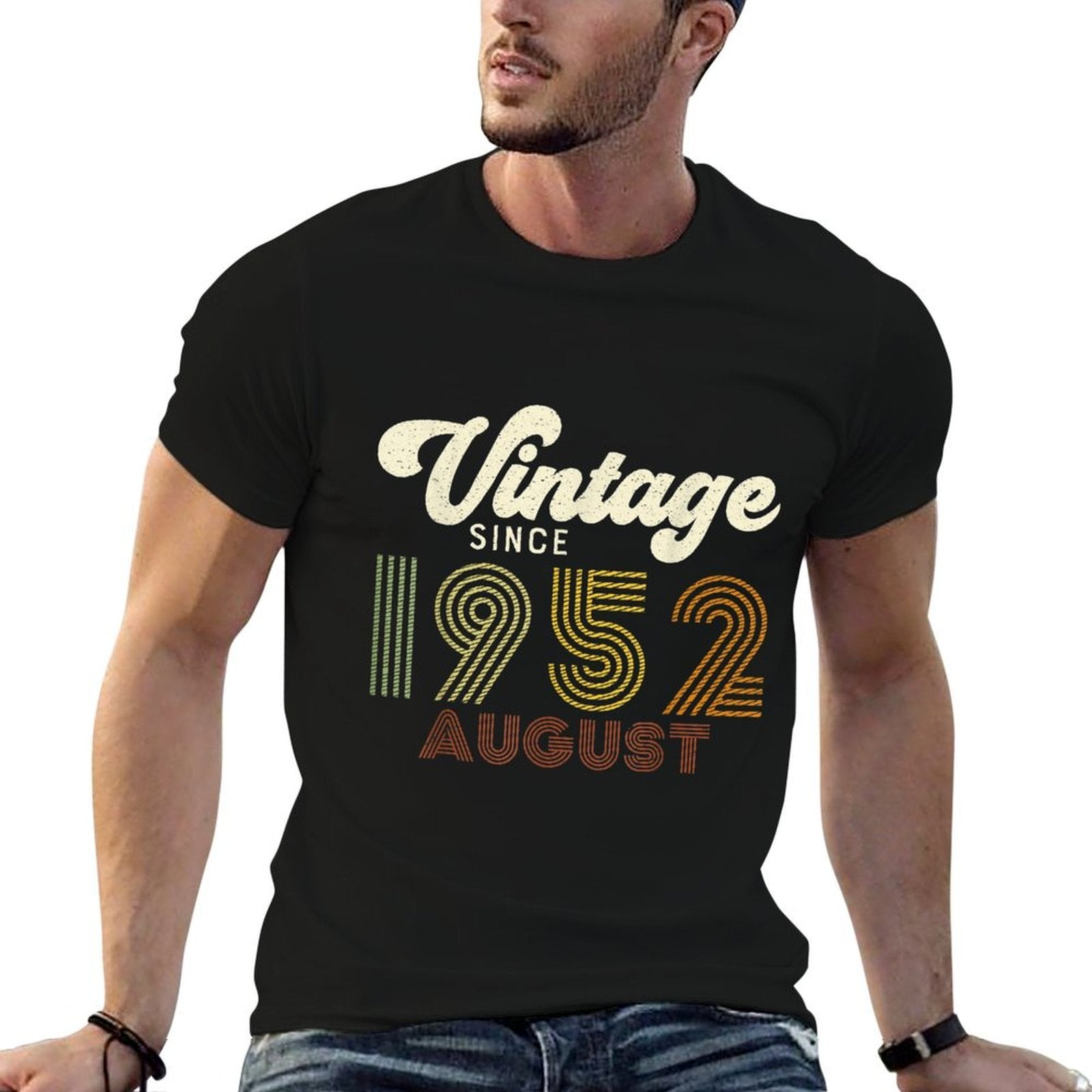Vintage Since August 1952 Retro 70th Birthday  Tagless Design T-Shirt