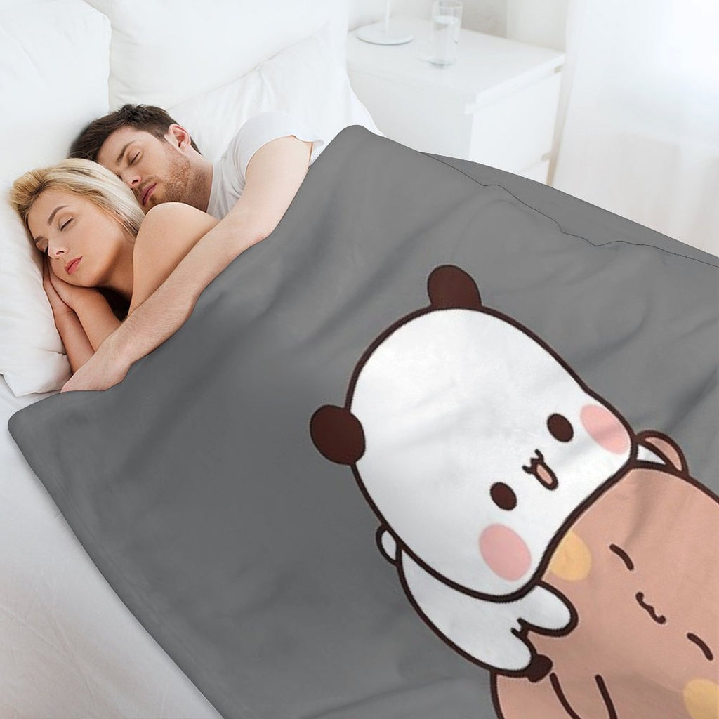 BuBu Panda And DuDu Bear Are Playing Together ❤️ Durable Throw Blanket