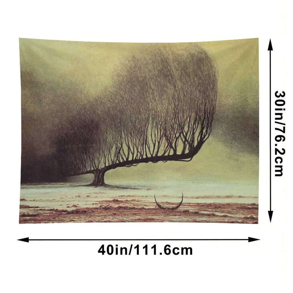 Untitled (Lone Tree), by Zdzisław Beksiński Tapestry