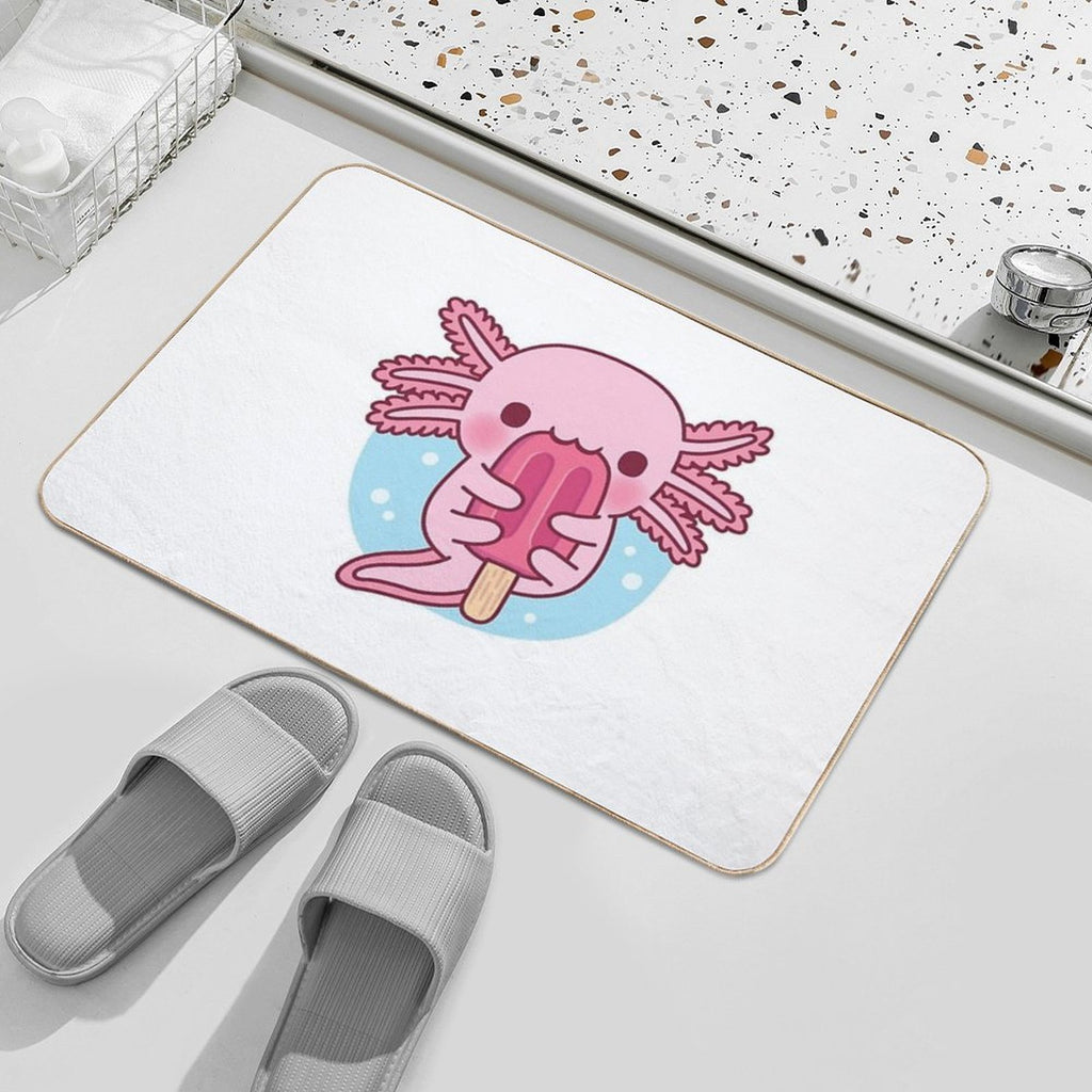 Cute Axolotl Eating Popsicle Ice Cream  Multi-Purpose Bath Mat