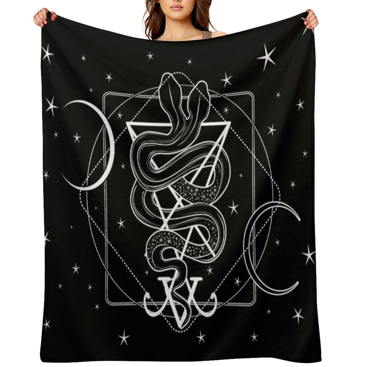 Two-headed Snake And The Sigil of Lucifer Multi-functional Throw Blanket
