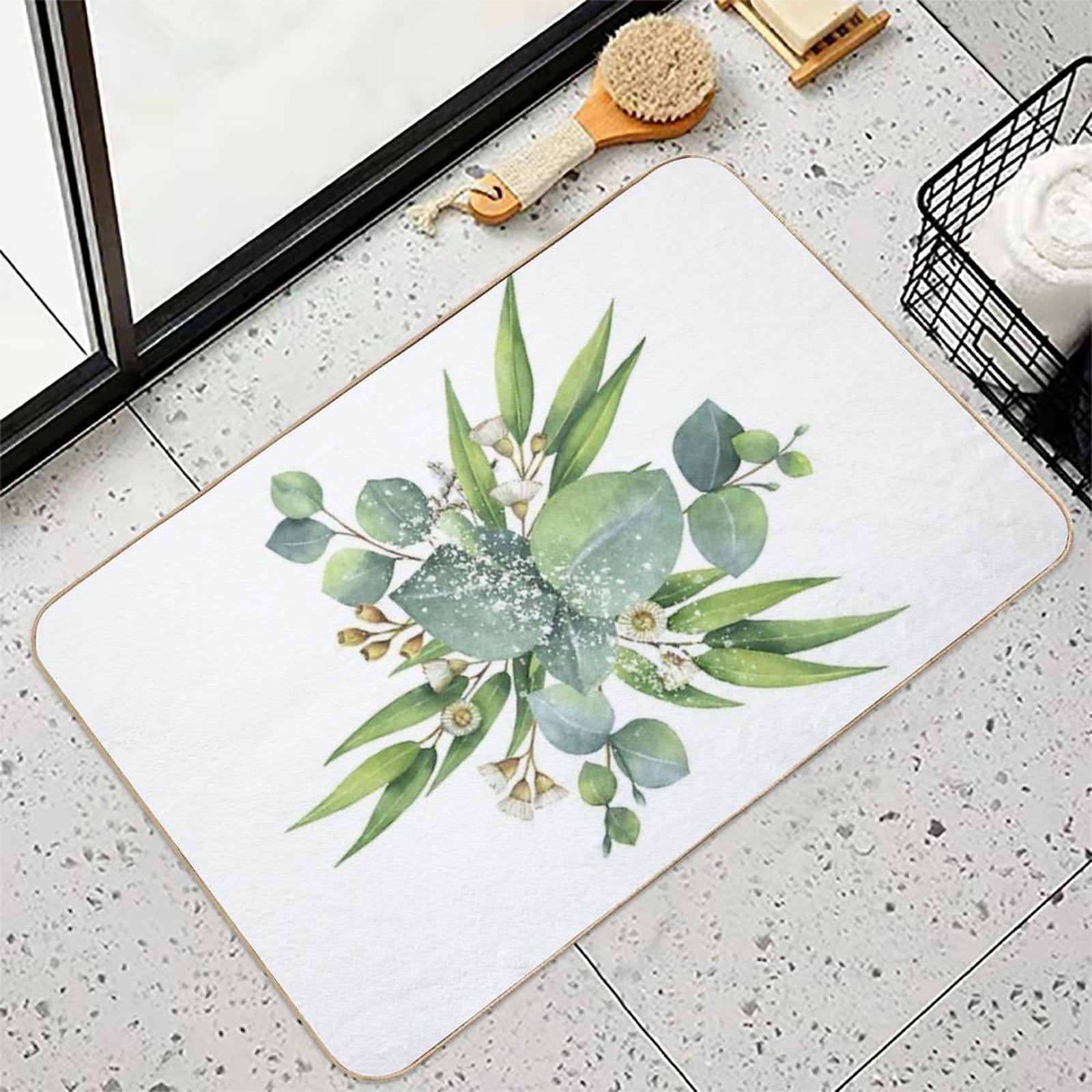 Green Leaves  Repositionable Bath Mat