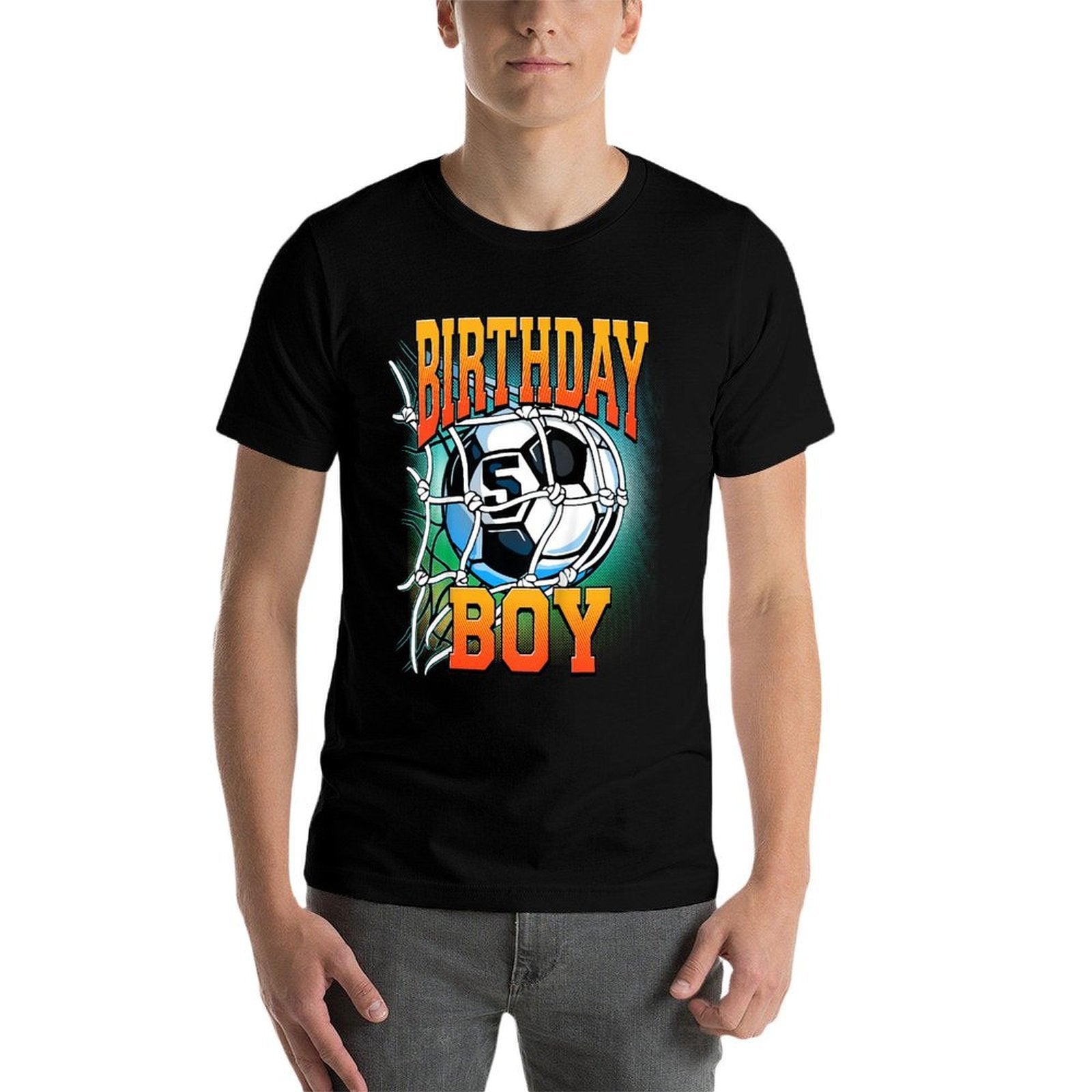Kids 5th Birthday  Soccer For Boy  5 Years Old  Trendy Pattern T-Shirt