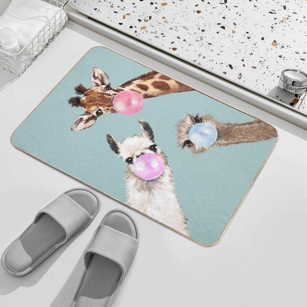 Bubble Gum Gang in Blue  Non-Slip Bath Mat