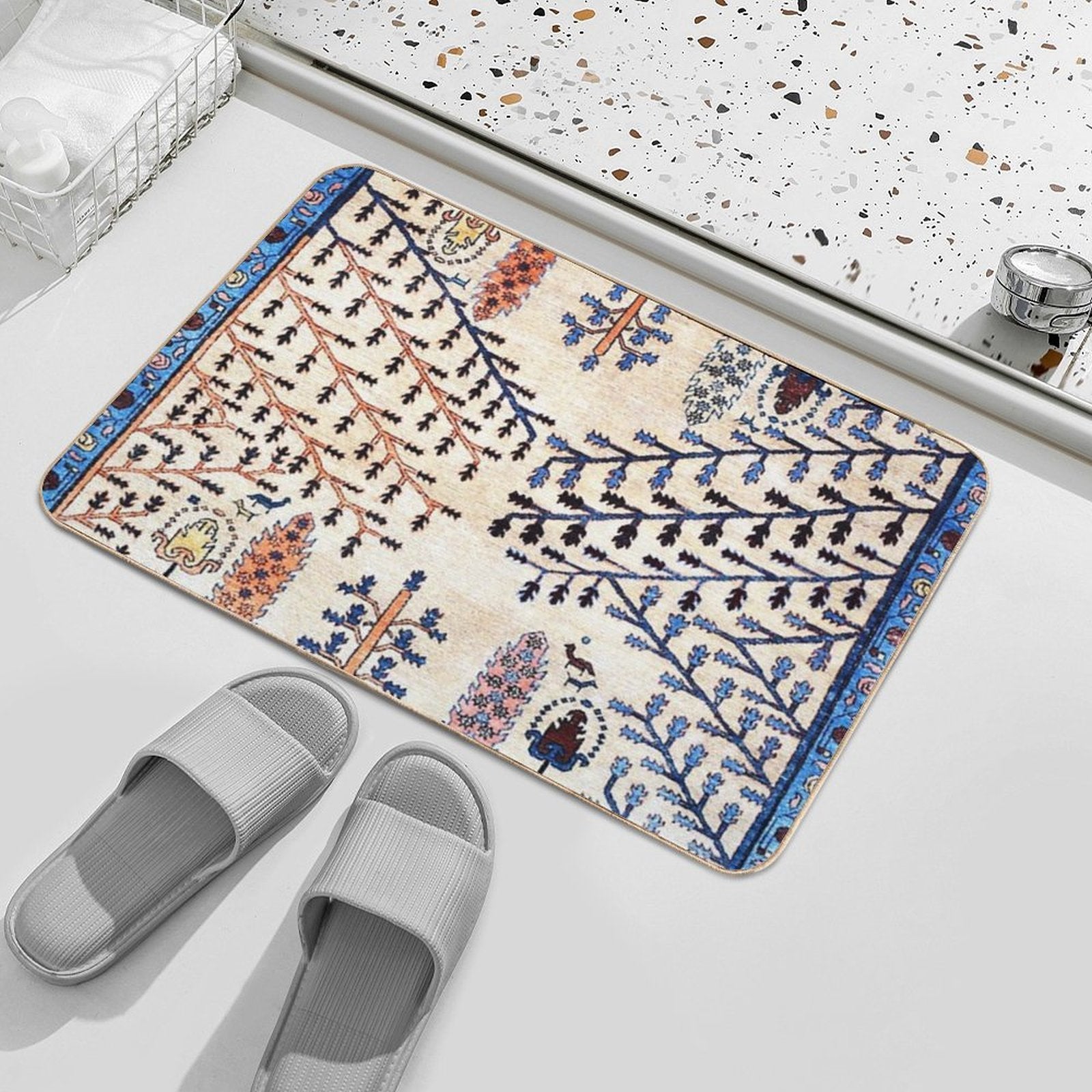 Floral Garden Persian Rug Print  Versatile Bath Mat