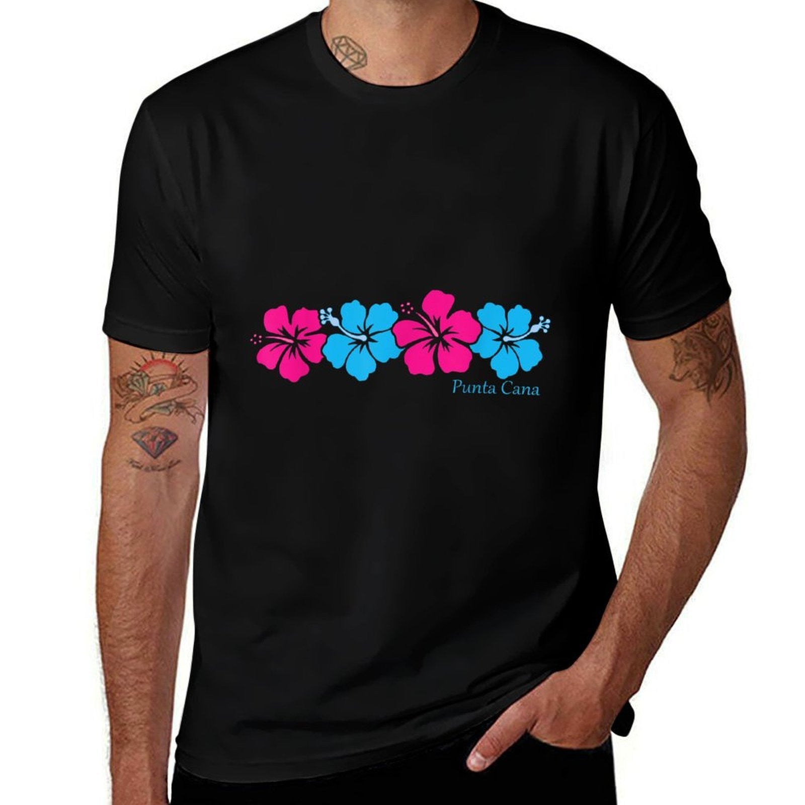 Punta Cana Souvenir Colorful Hibiscus Flower Womens Vacation  Classic T-Shirt