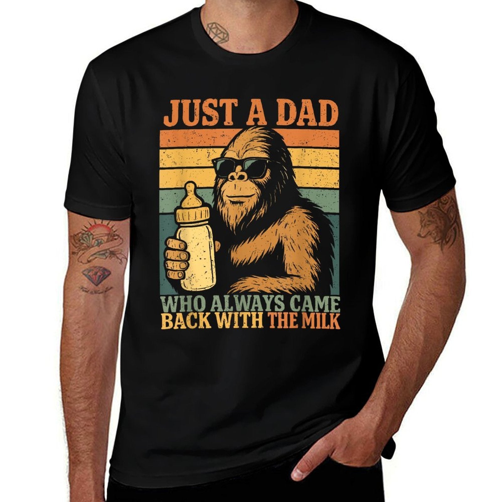Bigfoot New Dad To Be , Just A Dad Who Always Came Back  Heathered Texture T-Shirt