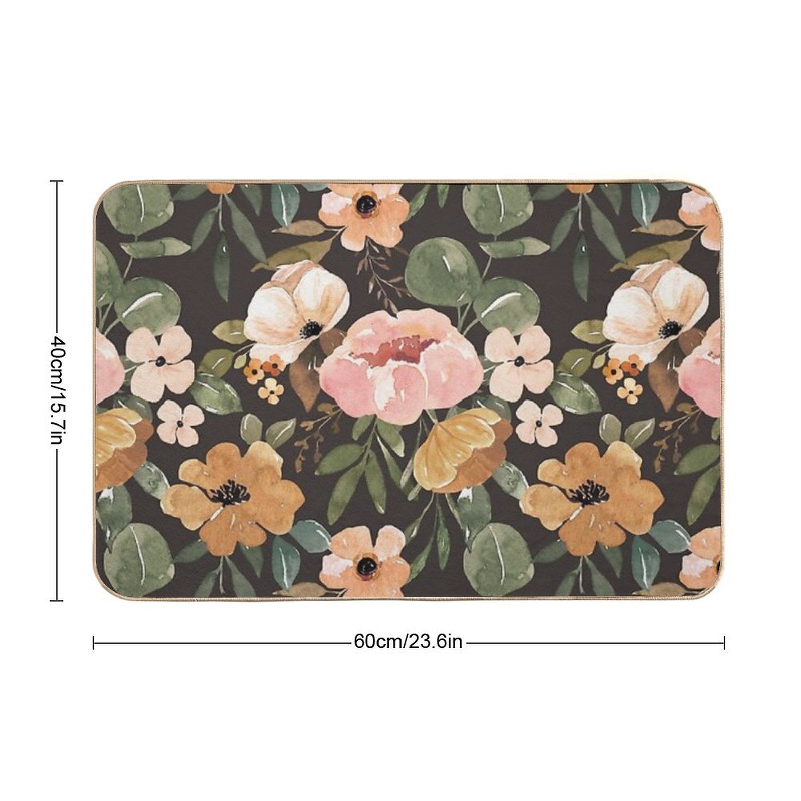 Boho Floral, Moody Floral, Blush Pink Watercolor Flowers, Vintage Floral Decor  Pet-Safe Bath Mat