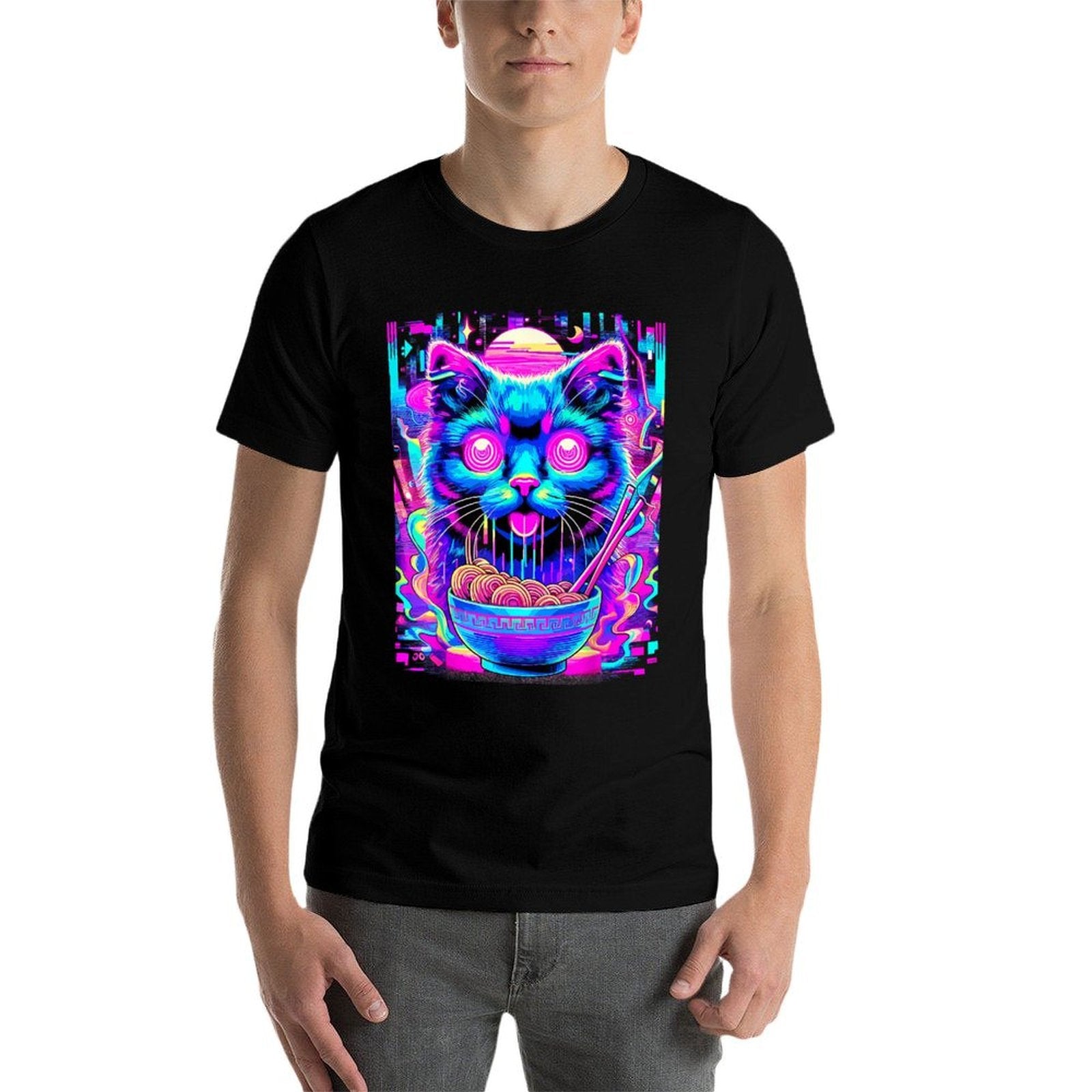 Cat Ramen Japanese Noodles Kawaii Cat  Wrinkle-resistant T-Shirt