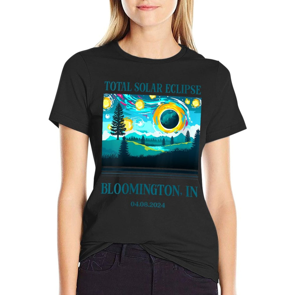 Womens 2024 Total Solar Eclipse Bloomington IN Totality Landscape  Eco-friendly Material T-Shirt