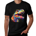 Colorful T Rex Dinosaur Paint Art Paint Splash Dots  Summer-ready Fabric T-Shirt
