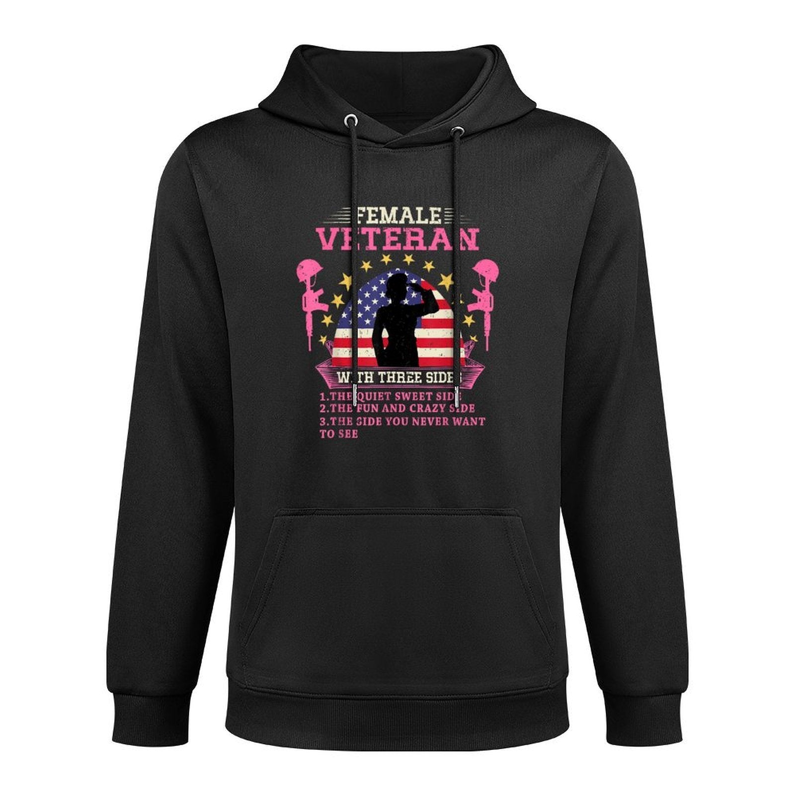 Womens Female Veteran with Three Sides Veteran Mother 2024 Adjustable Hood Hoodie