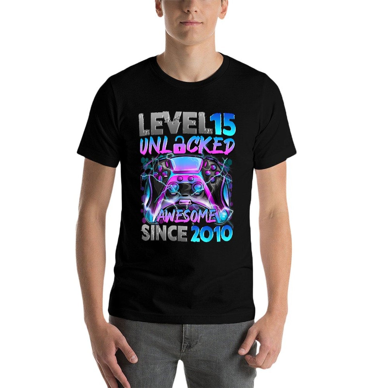 Level 15 Unlocked Video Gamer 15th Birthday Gift  Eco-friendly Material T-Shirt