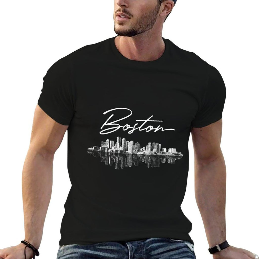 Boston Skyline for Women Men Girls  Boys  Heathered Texture T-Shirt