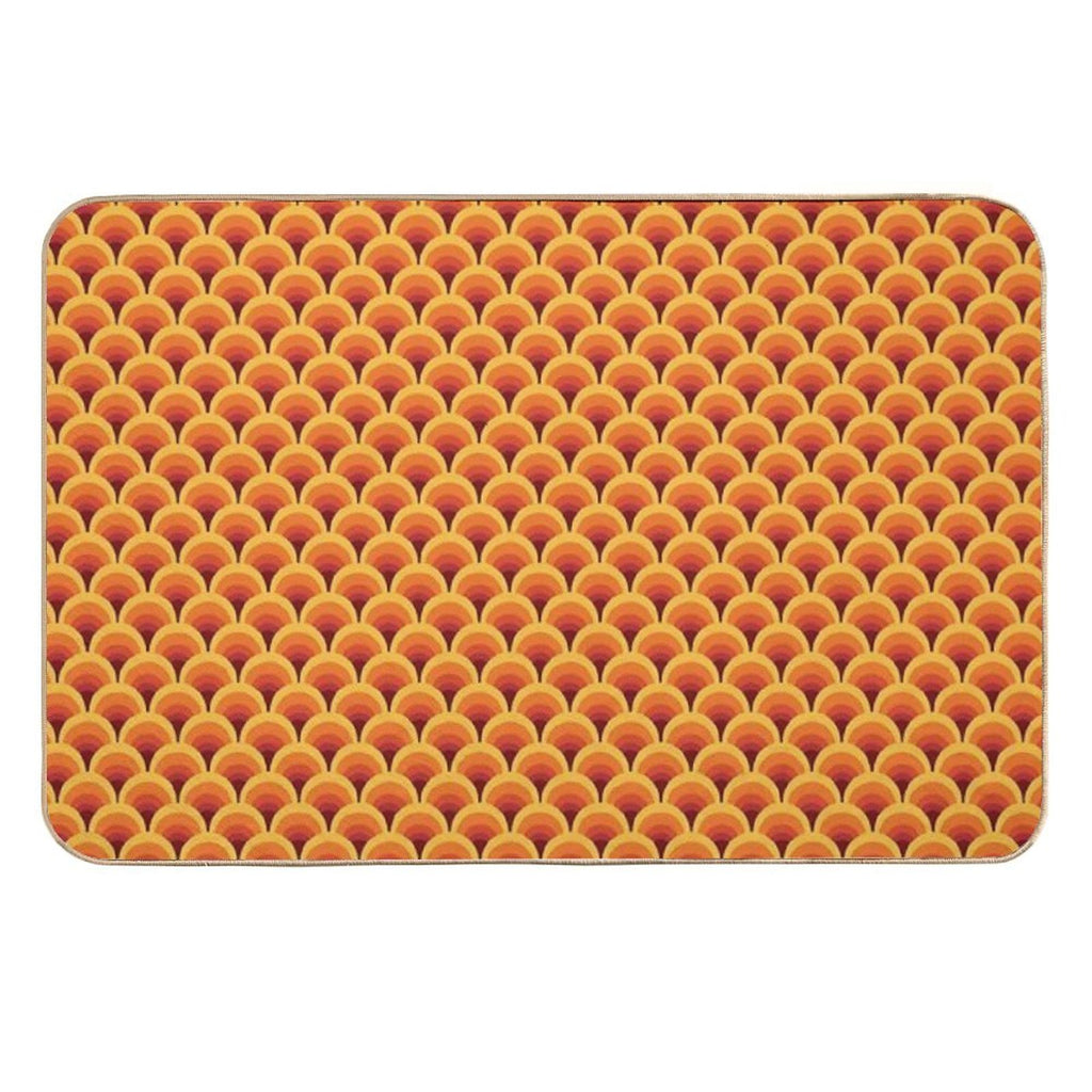 Orange Wave Gradient Retro Pattern  Eco-Friendly Bath Mat