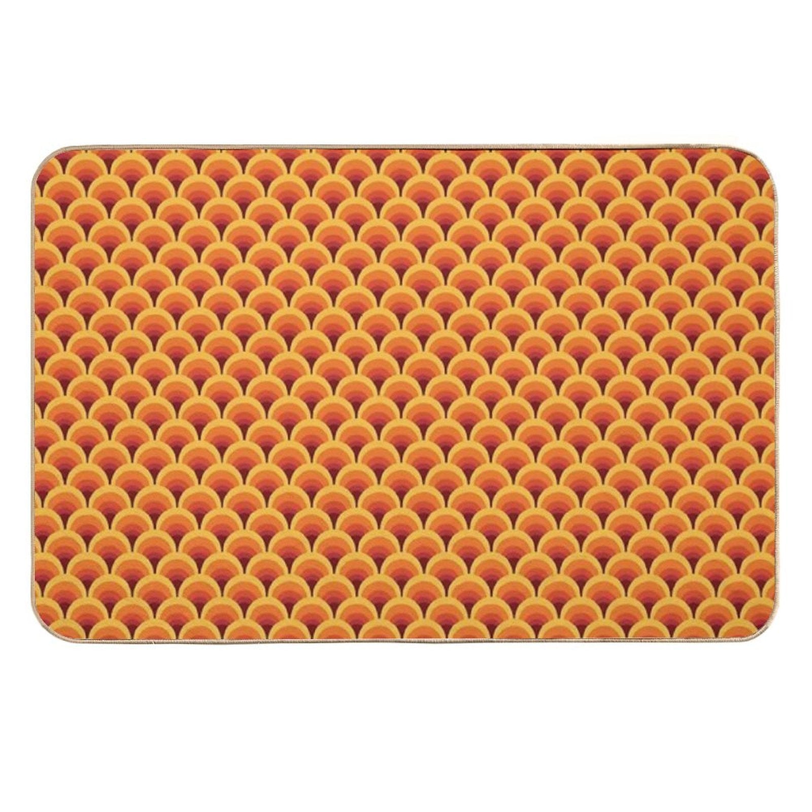 Orange Wave Gradient Retro Pattern  Eco-Friendly Bath Mat