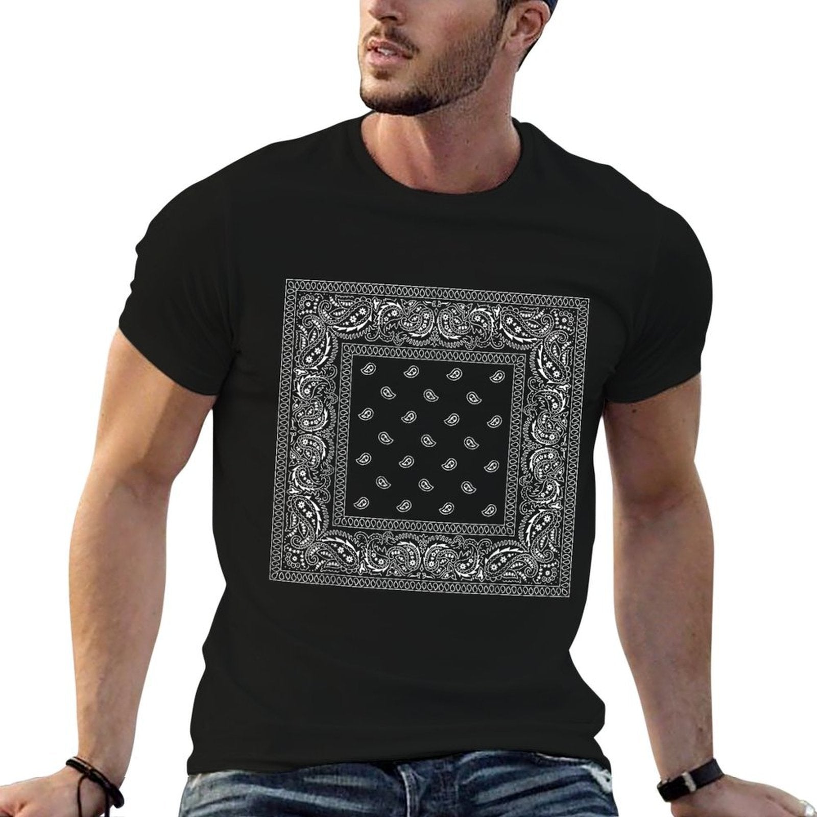 Black Or Dark Bandanna  Heathered Texture T-Shirt