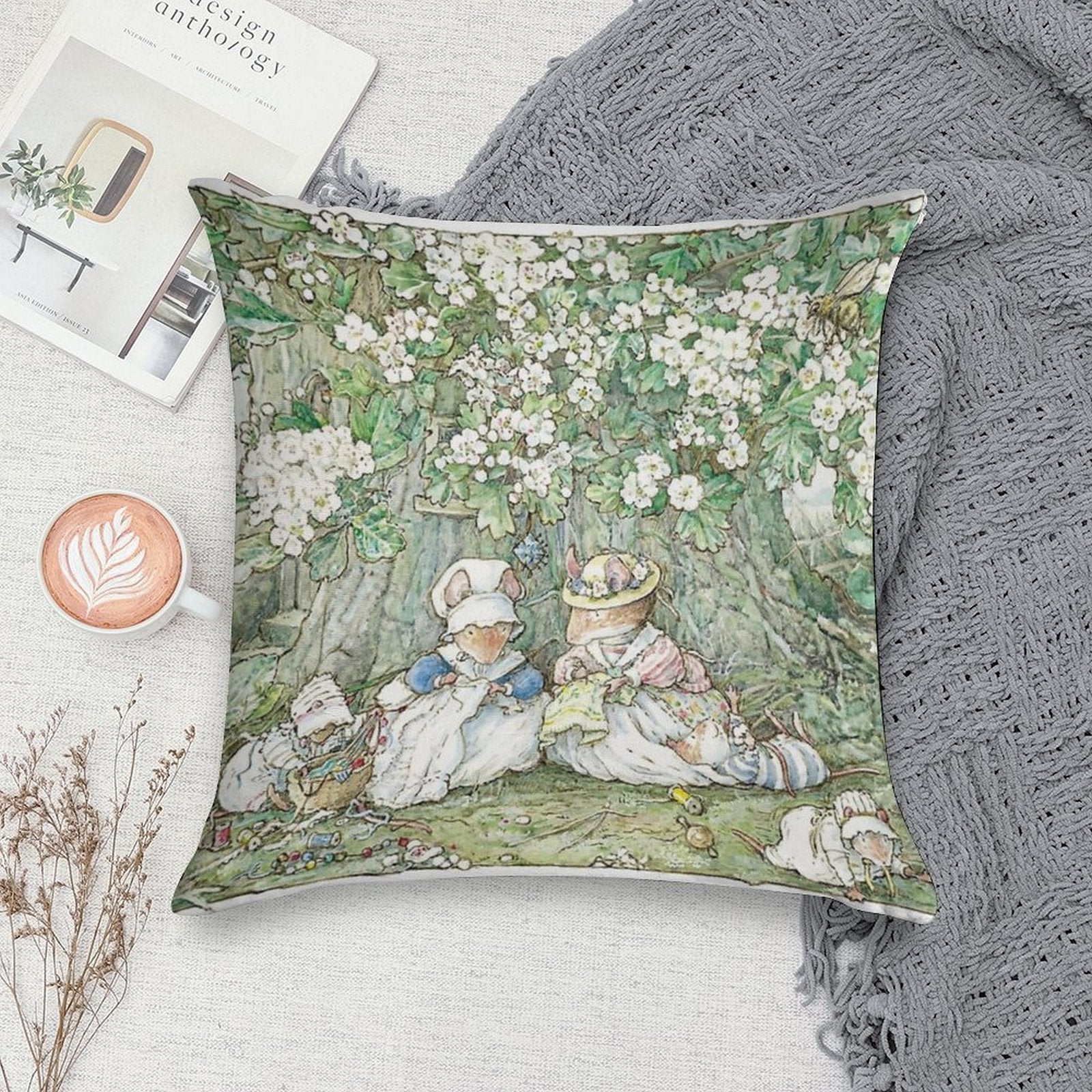 Brambly Hedge - Hawthorn Blossom And Babies Soft Gift Ready Throw Pillow