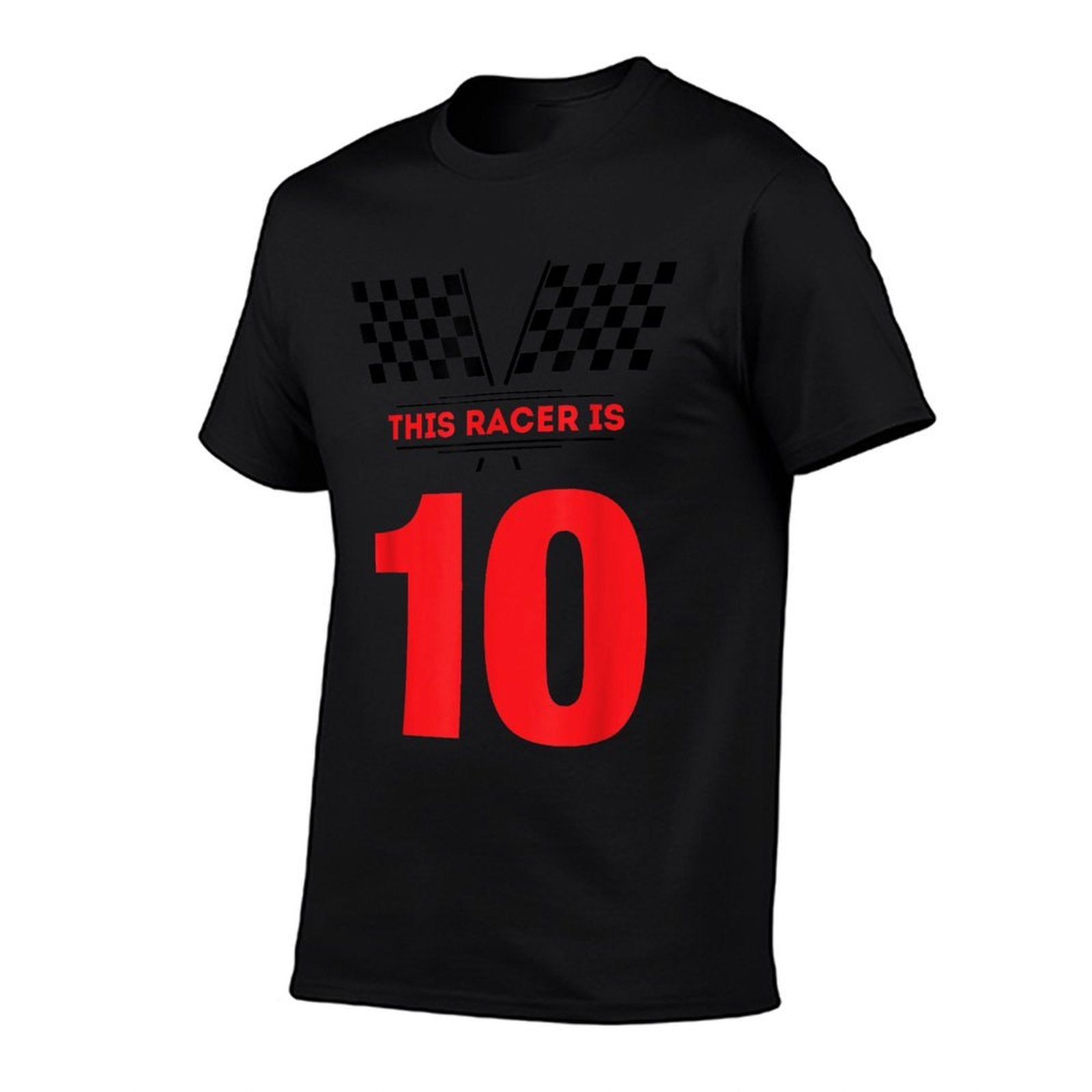 Kids 10th Birthday Racing Race Car - 10 Year Old Boys  Fade-proof Color T-Shirt