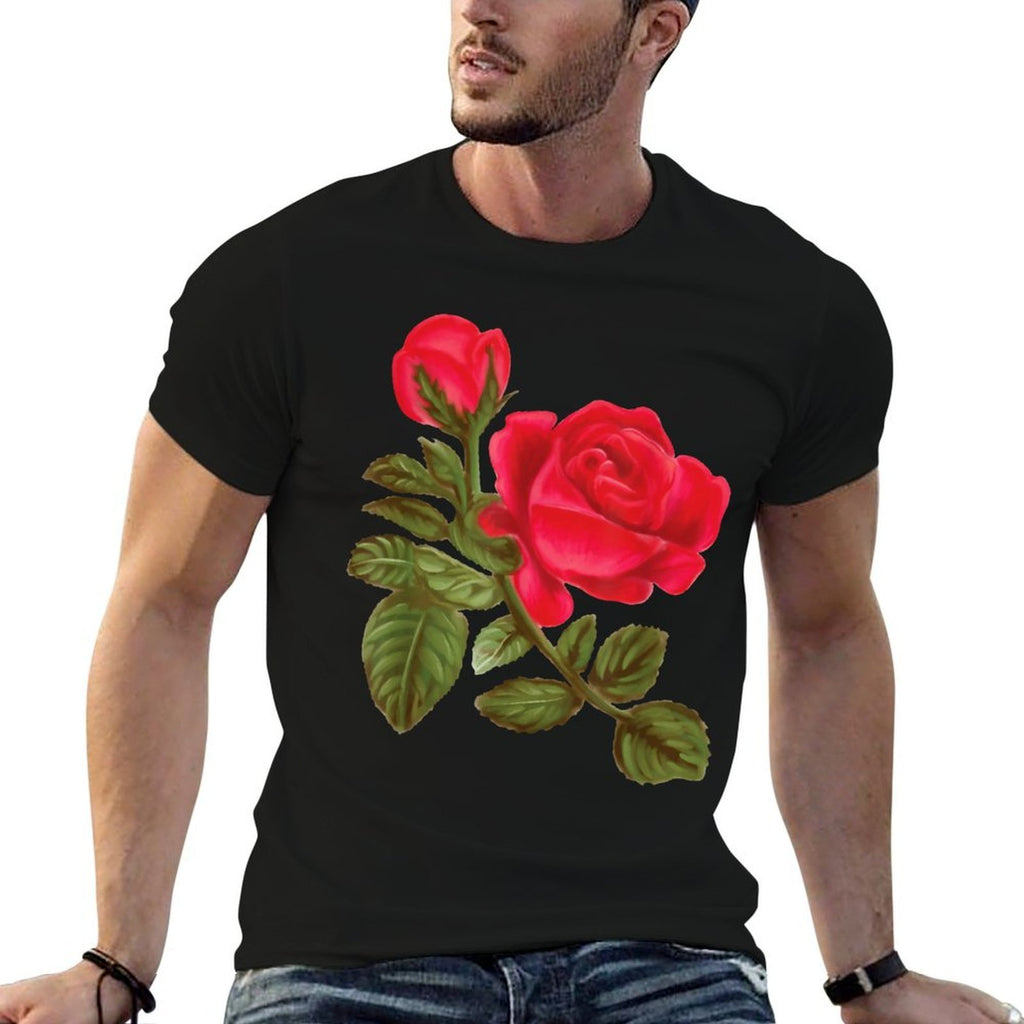 Watercolor Rose Flower Nature  Polyester Blend T-Shirt
