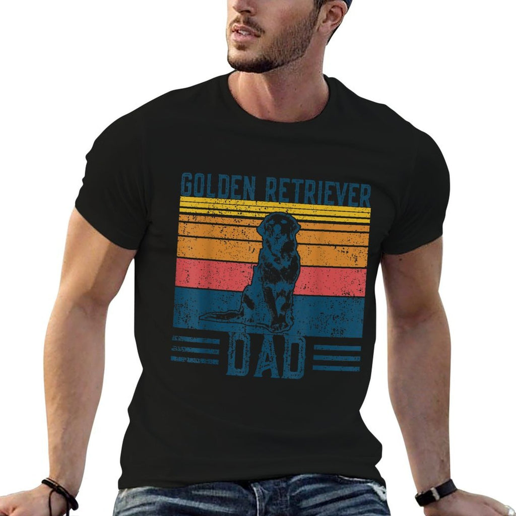 Dog Golden Dad - Vintage Golden Retriever Dad  Summer-ready Fabric T-Shirt