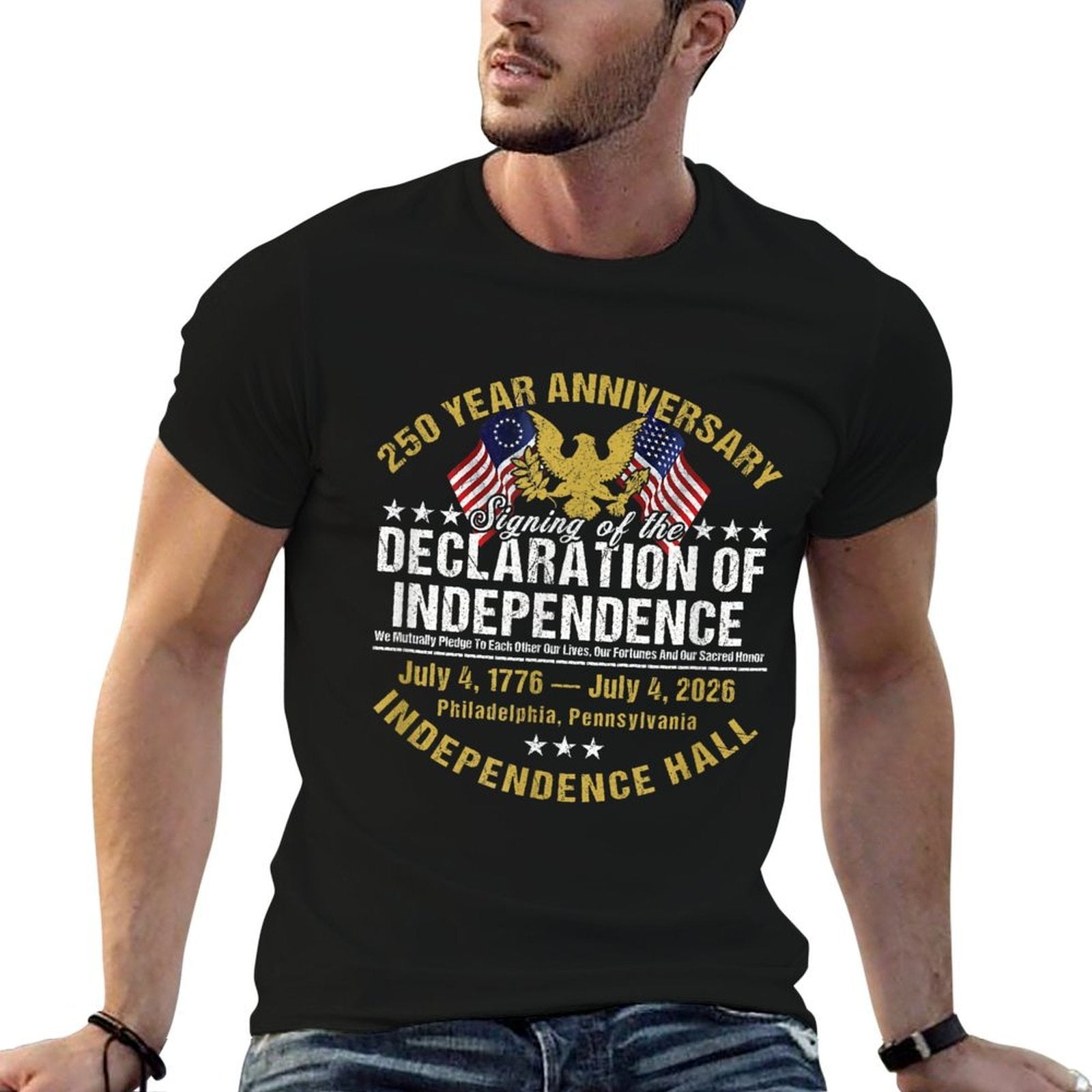 250th Anniversary Declaration of Independence Patriotic USA  Odor-resistant T-Shirt