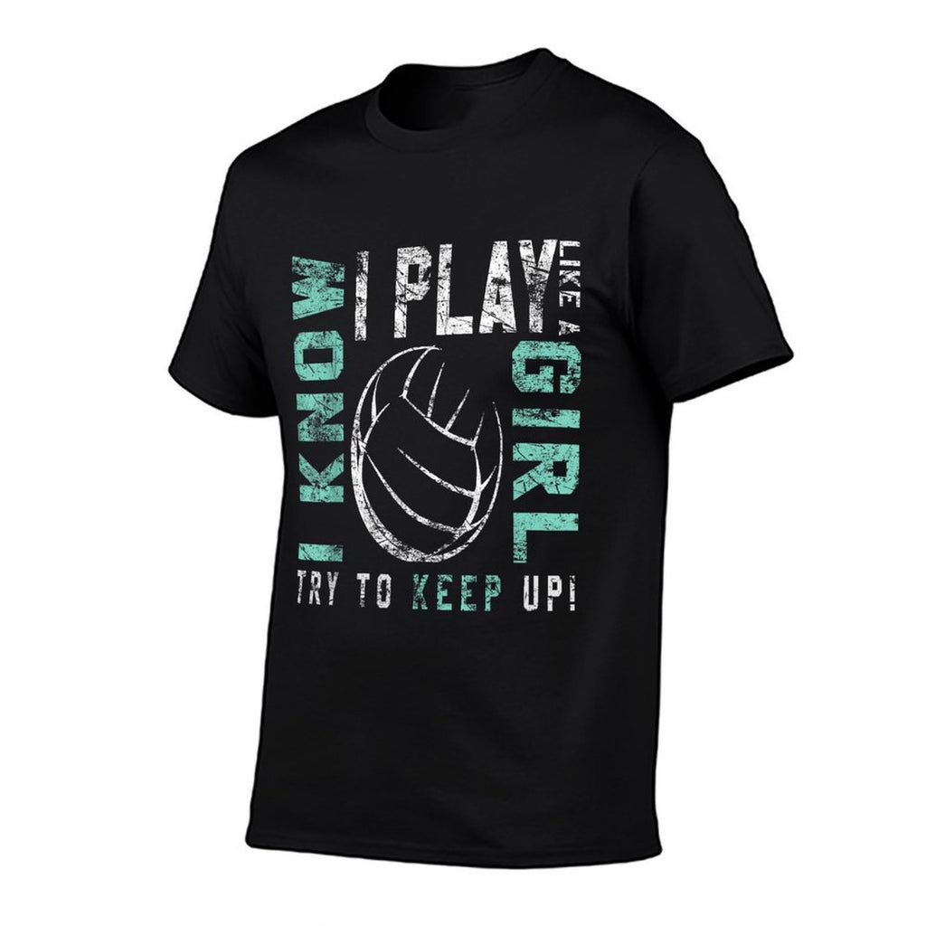 Volleyball T Forn Girls - Play Like A Girl  Trendy Pattern T-Shirt