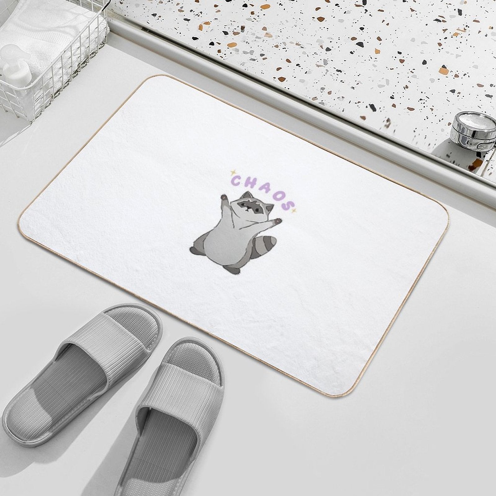Raccoon Chaos  Pet-Safe Bath Mat