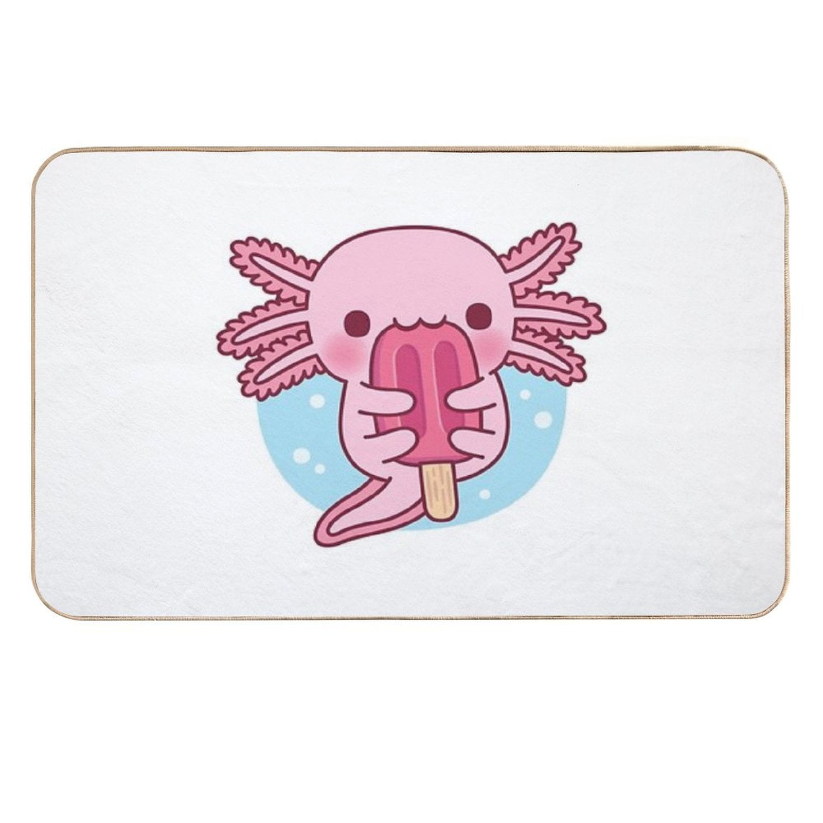 Cute Axolotl Eating Popsicle Ice Cream  Multi-Purpose Bath Mat