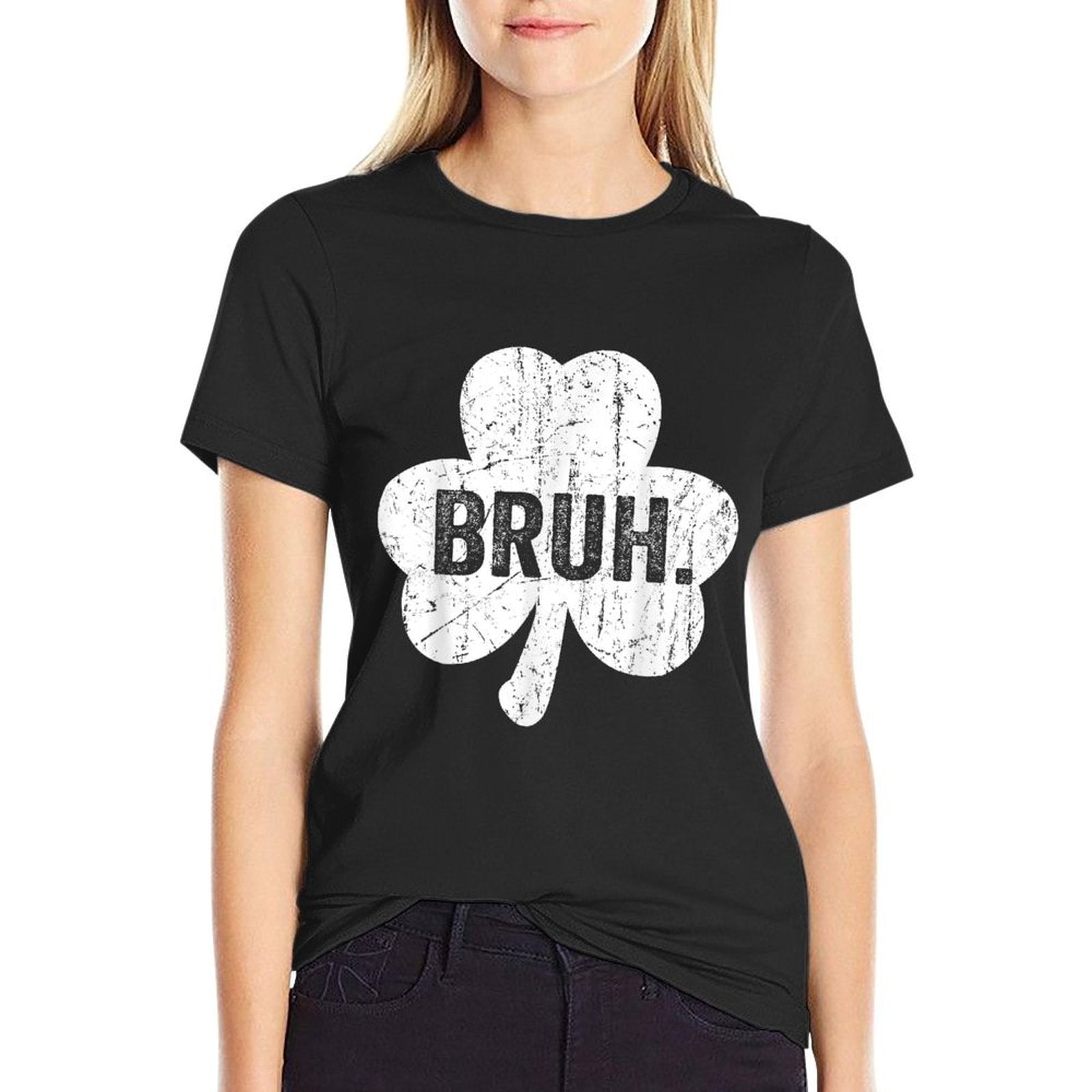 Bruh Meme Funny Saying Bro Greetingn Boy St Patricks Day  Ribbed Collar T-Shirt