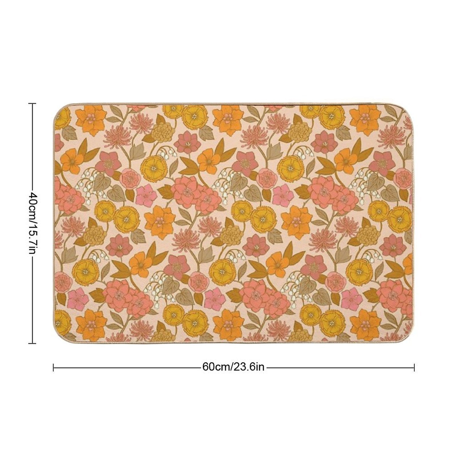 Botanical Blooms Vintage Retro Blush Petal  Rapid-Drying Bath Mat