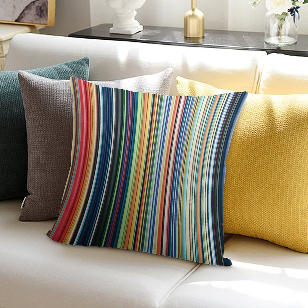 Multicolored Stripes Soft Durable Construction Throw Pillow