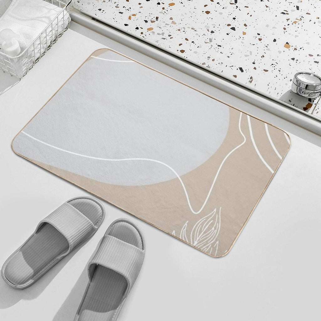 Abstract Floral Grey Pattern with Lines  High-Traffic Bath Mat